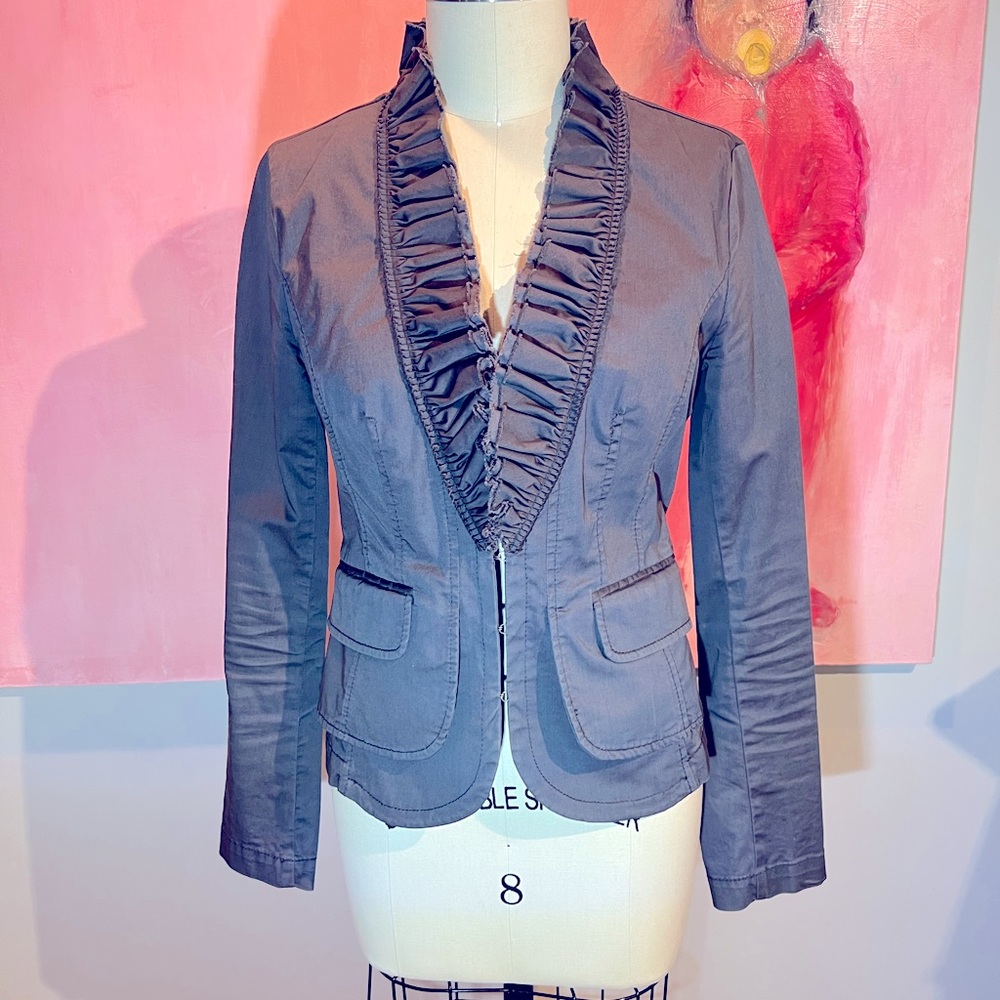 Women’s jacket dark slate blue sateen cotton by United Colors of Benetton sz 44